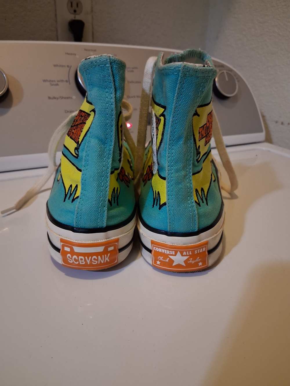 Converse High-Top Sneakers in Teal, Yellow & Orange